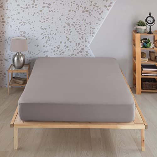 Vency Premium Jersey Spannbettlaken 160x200cm Grau - Spannbetttuch 100% Baumwolle, Bettlaken 160x200 Bis 35 cm Matratzenhöhe Grau
