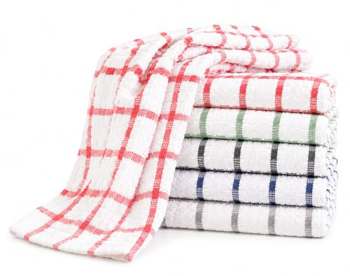 DreamNights Tea Towels Extra Large 70 X 40 cm Kitchen Towels Set - 100% Cotton Terry Towelling Soft Absorbent Lint Free Kitchen Cloth Dish Towels and Bar Towels Assorted Colors (Pack of 3), Blue