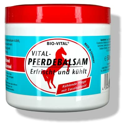 Original Pferdebalsam Erfrischt und kühlt, mit Eucalyptusöl, Pferdegel, Vital-Pferdebalsam erfrischt, entspannt und kühlt, Belebendes vitalisierendes kühledes Massage-Gel 500 ml
