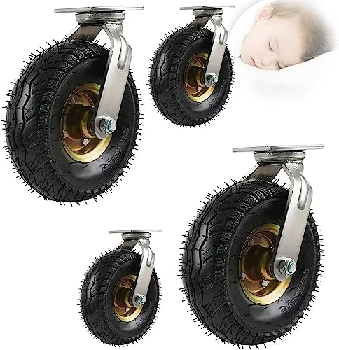 WORDFUN 4 Schwerlastrollen, Plattformwagen Rad, Luftbereift, 360 Grad Drehbar, Durchmesser 150/200/250 Mm, Keine Spuren, Leise Gummirollen, Für Möbel Paletten, Transportwagen