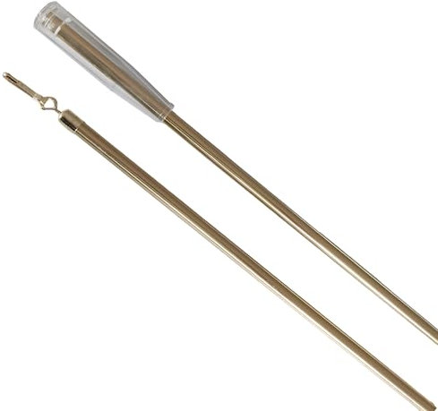 Schleuderstab/Gardinenstab aus ME-Rohr 9 mm stabil für schwere Vorhänge mit Griff + Verschlusshaken in 2 Farben (messing glanz)