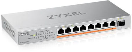 Zyxel 8-Port PoE 2.5G Multi-Gig Unmanaged Switch @ 100W mit 8 x PoE++(60W), 1 x 10G SFP+ |Desktop- oder Wandmontage [XMG-108HP]
