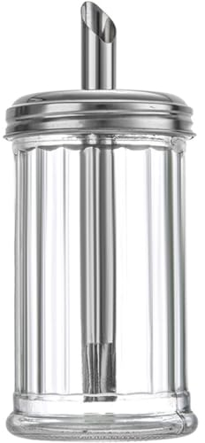 VIVIIHOO Zuckerflasche Glas Zuckerspender Kanüle 330ml Home, Restaurant und Kaffeebar, Edelstahldeckel, perfekt für Tee, Kaffee und Rösten