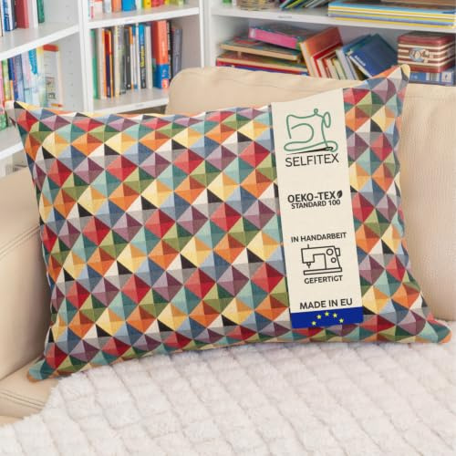 Selfitex Buntes Couchkissen XXL 60x80 cm, Sofakissen mit Füllung und Bezug, kuschelweiches Lesekissen, dekoratives Fernsehkissen, Deko- und Kopfkissen, Rückenkissen (Pyramid)