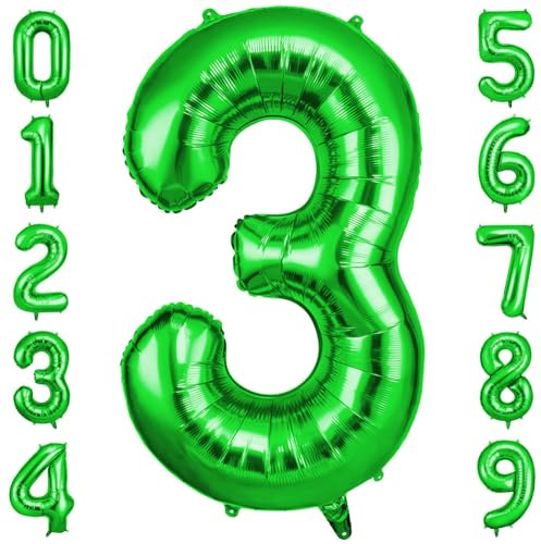 OFFCUP Palloncino Numero 3 Verde Gigante 40 Pollici Foil per Compleanno