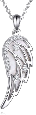 URONE Engelsflügel Kette 925 Sterling Silber Angel Wings Anhänger Halskette Schutzengel Schmuck Geschenk für Frauen