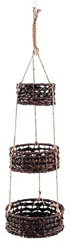 Sefdrert Rattan Hängekorb Gewebter Korb Hängetopf Grüner Pflanzkorb Handgemachte Dekoration Hängender Organizer, A