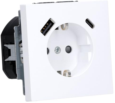 Busch-Jaeger 20 EUCB2USBAC-44M SCHUKO USB A+C Steckdose Safety+ | Busch-art-linear Studioweiß matt 2CKA002011A6318