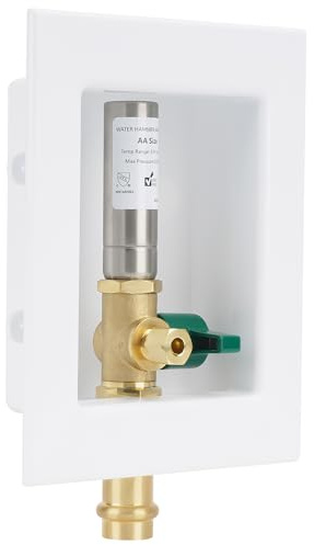 SECKWHALE, Ice Maker Outlet Box with Water Hammer Arrestor, 1/2 Inch Press Inlet x 1/4 Inch OD Compression Outle, Ice Maker Valve Wall Box, Absorb Shock and Reduce Noise