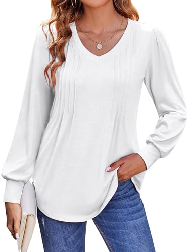 Zeagoo Chemisier pour femme - Col en V - Élégant - Manches longues - Décontracté - Tailles S à 3XL