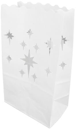 20 PCS White Luminary Candle Bags, Star Pattern Flame Resistant Halloween Candle Bags, Paper Lantern Bags for Garden Parties, Wedding Party, Thanksgiving, Valentine's Day