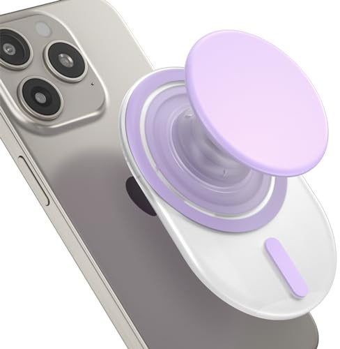 AUROX Magnetic Phone Grip Holder for Magsafe Phone Grips, Expandable Collapsible Grip Stand Holder with Kickstand for Magsafe Stand Compatible for iPhone 16 15 14 13 12 Series,Transparent Purple