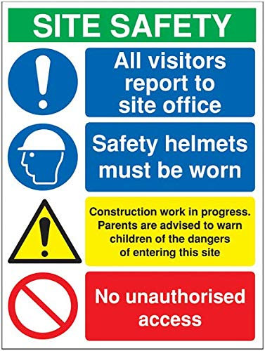 Sicherheitsschild Für Gebäude Und Baustellen Mit Der Aufschrift „Alle Besucher Müssen Sich Im Baustellenbüro Melden“ Warnschild Deko Blechschild Metall Metall Wanddekoration Lustiges Wandposter M