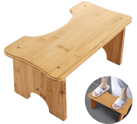 LOPYXBR Bamboo Toilet Stool, 15.3 x 7.8 x 6.7inch Folding Toilet Stool Squat Adult, Foldable Bamboo Poo Stools Adults, Durable and Non-Slip Toilets Stools Squat Adult for Bathroom