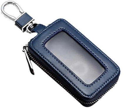 Funda para llaves de coche, funda para llaves de coche, con gancho de metal y bolsillo con cremallera para mando a distancia