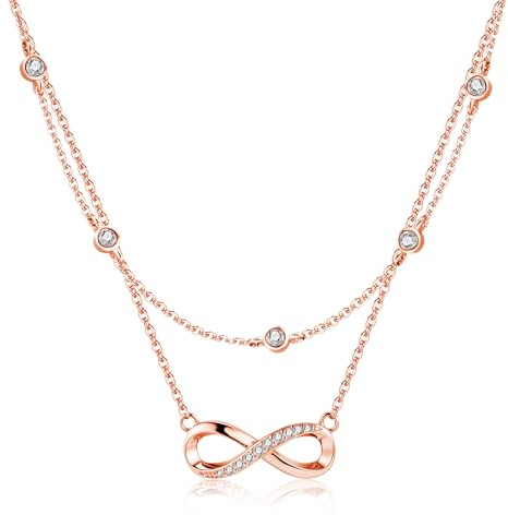 ALEXCRAFT 14K Gold/Silber Layered Ketten mit Zirkonia Halskette für Damen