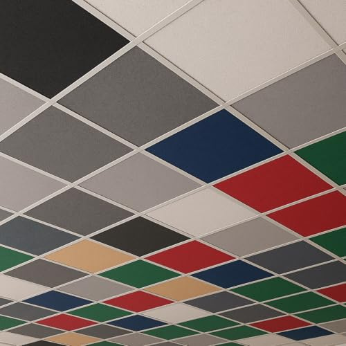 iMount Coloured Suspended Ceiling Tiles for Offices – 600x600mm Acoustic & Fire-Rated Panels – Pack of 8 (Covers 2.88m²) – Commercial Grade for UK Office Buildings in Red