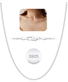 Esrael 925 Sterling Silber Solide 1.5mm 2mm Kordelkette Halskette für Frauen, Robuste Nicht Verblassende Silberkette Damen Schmuck Geschenke für Frauen 14/16/18/20/22/24 Zoll