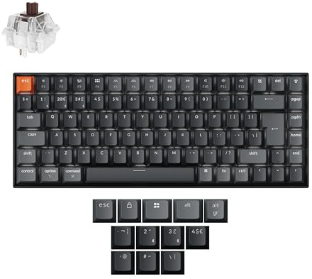 Keychron K2 QMK Custom Wireless Bluetooth/Wired Mechanical Keyboard, Programmable Macro, White Backlight Super Brown Switch for Mac/Windows/Linux(Version 3) - UK Layout