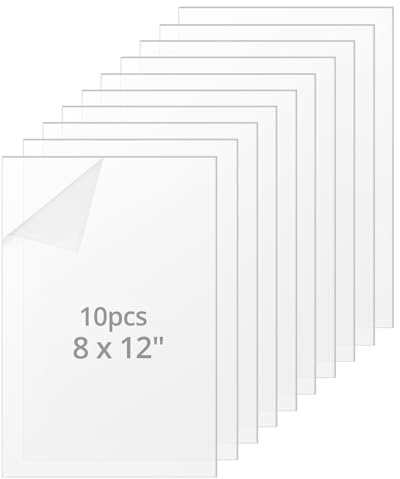 QWORK 10 Pack Clear Acrylic Sheets 8x12 - 2mm Thick, Acrylic Panels for DIY Display Projects, Photo Frames