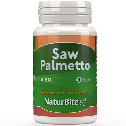 NaturBite Saw Palmetto 60 cápsulas, para cuidar tu piel y mantenerla en perfecto estado. Salud de la próstata para Hombres Mayores de 50 años.