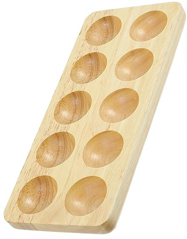 DIYEAH Vassoio per Uova in Legno Organizer da Tavolo per Uso Domestico Contenitore per Conservare le Uova in Posizione Verticale