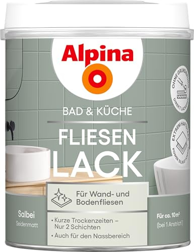 Alpina Bad & Küche Fliesen-Lack Salbei – seidenmatt für Wandfliesen – 0,75 Liter