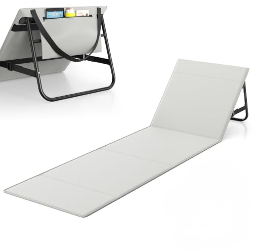 BugyKido Esterilla de playa plegable de 180 cm x 55 cm, esterilla de playa con respaldo, tumbona Oxford 600D para playa, jardín, camping