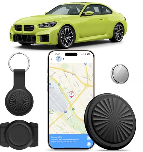 Traceur GPS Voiture, Localisateur d'Objets Compatible avec iOS/Android, Aucun Abonnement ni Carte SIM Requis, Étanche IP67, Lecture de la Trajectoire du Véhicule sur Sept Jours, Batterie Remplaçable
