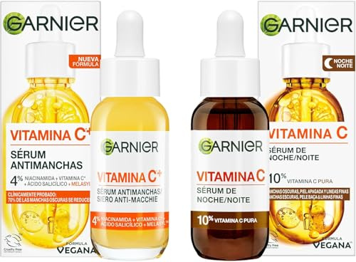 Garnier SkinActive Vitamina C Pack Antimanchas Sérum Dúo: Sérum Antimanchas de Día 30 ml + Sérum Antimanchas de Noche 30 ml