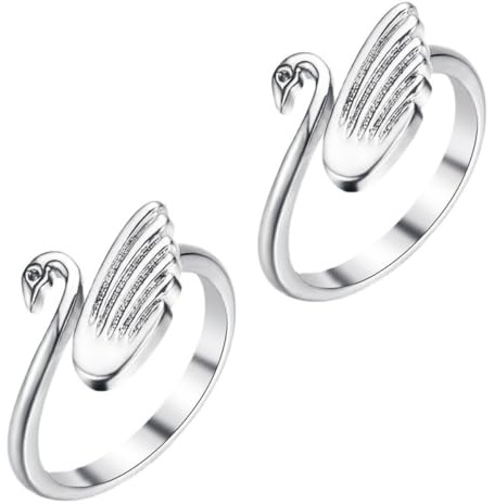 KOMBIUDA 2pezzi Anello per Maglieria Regolabile Forma di Cigno Anello Uncinetto Portatile per Lavori Maglia e Cucito Accessorio Multifunzionale Elegante e Facile da Indossare