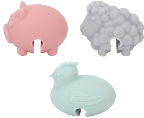 Jwthee 3pcs Anti Scalding Pot Side Clips, Cartoon Silicone Pot Lid Lifters, Pots Side Clips Prevent Overflow Silicone Cute Animal Shape Pots Lid Lifting Clipss Kitchen Cooking Tools