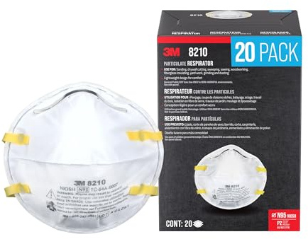 3M N95 Performance Respirator 8210, 20 Pack, Drywall Sanding, NIOSH-APPROVED N95, Advanced Filter Media For Easy Breathing, Cushioning Nose Foam, Adjustable Noseclip, Stretchable Straps (8210D20-DC)