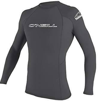 O'Neill Men’s Basic Skins Long Sleeve Sun Shirt, UPF 50+ Sun and Rash Protection for Surfing and All Outdoor Activities, Smoke, Large