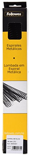 Fellowes Metallspiralen für Bindemaschine, 5:1, 59 Löcher, Schwarz, 25 Stück 14 mm schwarz