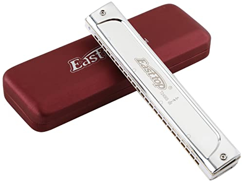 East Top Mundharmonika, Tremolo Mundharmonika Tonart C 24 Löcher T2406S Mundharmonika Mundharmonika für Erwachsene, Profis, Anfänger und Studenten, als Geschenk (C)