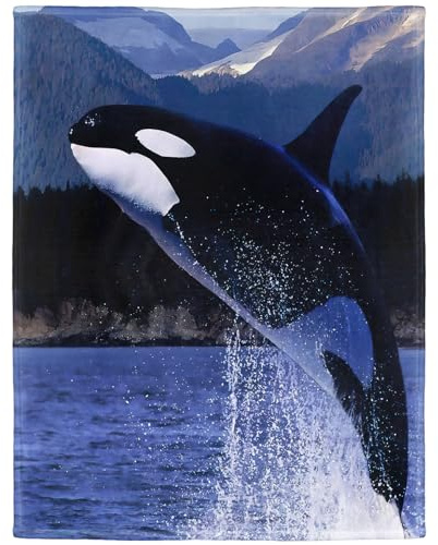 YISUMEI - Soft Fleece Blanket - Orca Killer Whales Whale,150 x 200 cm Throw Suitable for Bed or Sofa
