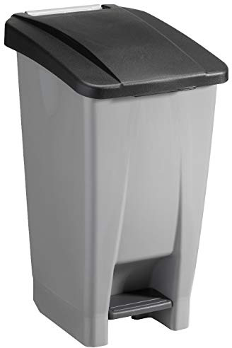 Sunware Basic Poubelle 60 l – 49 x 38 x 70 cm – avec Roues, pédales/poignée – Gris/Noir