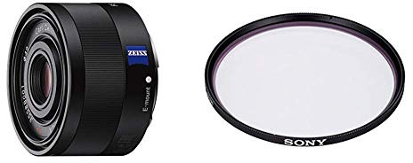 Sony SEL-35F28Z Zeiss Weitwinkel Objektiv (Festbrennweite, 35 mm, F2,8, Vollformat) schwarz + Sony VF-49MPAM Carl Zeiss T MC-Schutzfilter