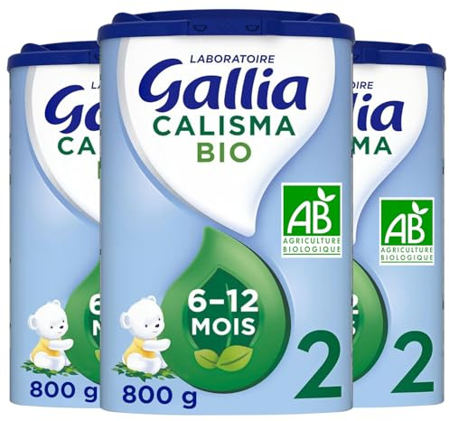 Laboratoire Gallia - Calisma 2 BIO - Lait Bébé 2ème âge - Lait Infantile Bio de 6 à 12 Mois - en Poudre - Sans Huile de Palme - Lot de 3x800g