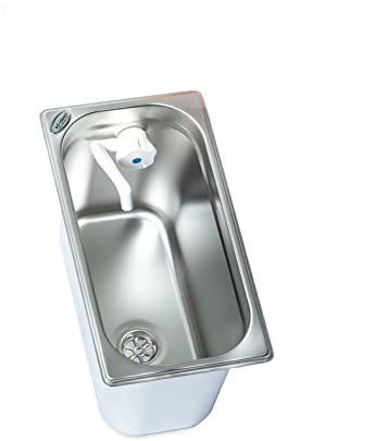 Edelstahl Spülbecken Camping Spüle Waschbecken + Ablauf, 325x176x200mm Novo Weiß Wasserhahn integriert (ad-ideen)