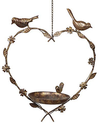 Bird Feeder Dish Hanging Brass Cast Iron Bird Bath Seed Feeding Station Garden Accessory Spring Anniversary Fathers Day Gardening Gift (Y891)