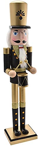 BAKAJI Soldato Schiaccianoci di Natale in Legno Gigante Altezza 106 cm Abiti Dipinti Barba e Capelli in Peluche con Meccanismo Funzionante Decorazioni Natalizie (Design 1)