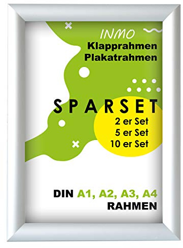 INMO Alu-Klapprahmen DIN A4 mit Aluminium Profil ohne Glas - Klappbarer Bilderrahmen Silber - Fotorahmen für Bilder, Poster, Plakate - 23,80 x 32,50 cm Urkundenrahmen