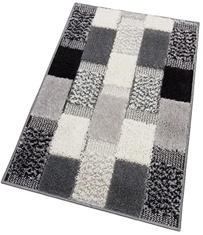 emmevi Alfombra de baño suave, antideslizante, absorbente, suave, modelo Lila - Juego de 3 piezas gris