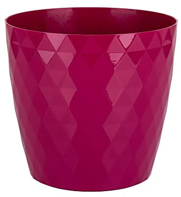 Home Garden Ornaments Plant Pots Indoor, Indoor Plant Pot - Decorative Plastic Flower Pots with Glossy Crystal Surface (Diameter: 12cm, Colour: Pink)