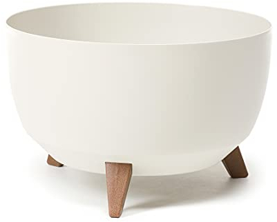 Happy Flower | MultiProject | Blumentopf an den Füßen | Pflanzkübel | rund | 3 Größen | 5 Farben | Übertöpfe | (ø 39,6 cm, Creme)