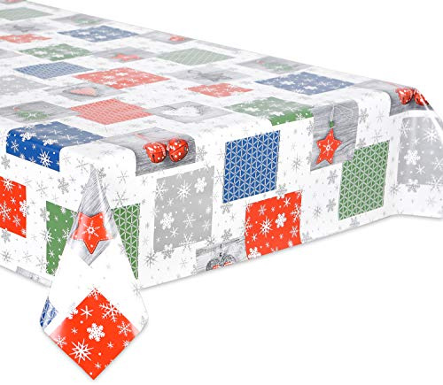 Staboos Weihnachtstischdecke - Perfekter Schutz - Wachstuchtischdecke Weihnachten - Größe wählbar - Winterschmuck (100 x 140 cm)
