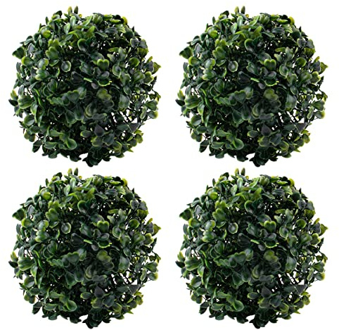 Framendino, Paquete de 4 bolas artificiales para plantas topiary de 6 pulgadas de imitación boj verde redondas colgantes para decoración del hogar