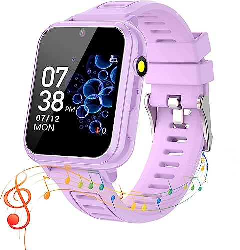 clleylise Smartwatch Kinder, 36 Spiele Musik Smart Watch Kids mit Touchscreen Schrittzähler Kamera Wecker Hörbuch Stoppuhr Rekorder Rechner Kinderuhr Telefonieren für 4-12 Jahre Jungen Mädchen (Lila)